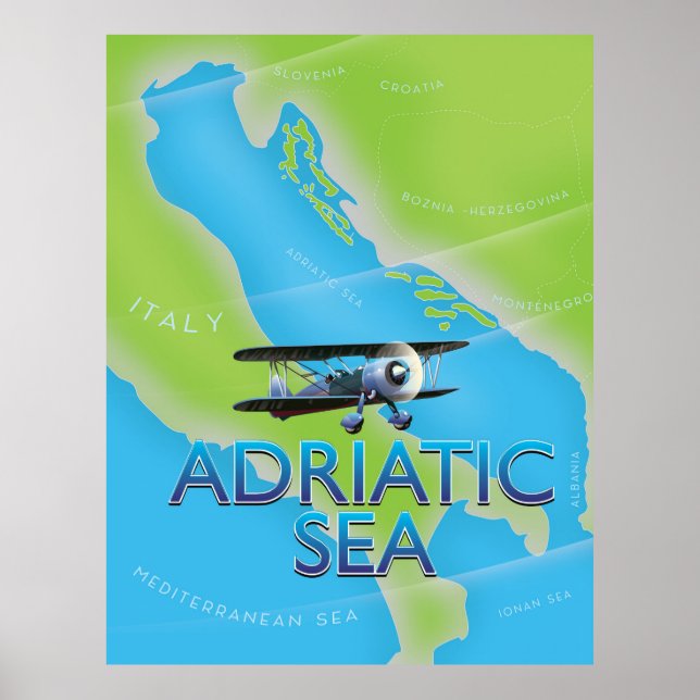 Adriatic Sea Flight map Poster (Front)