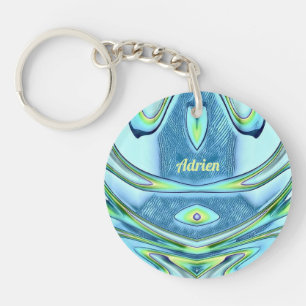 ADRIEN ~ Green Yellow Blue Circular Acrylic ~ Key Ring