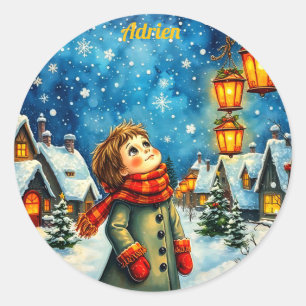 ADRIEN ~ PRETTY 3D! Gold, Red and Green ~ Classic Round Sticker