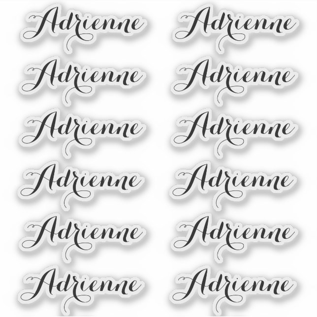 Adrienne — Cursive Script Name Label Stickers (Front)