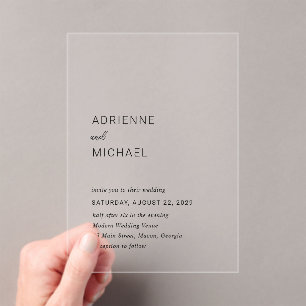 Adrienne Simple Modern Wedding Acrylic Invitations