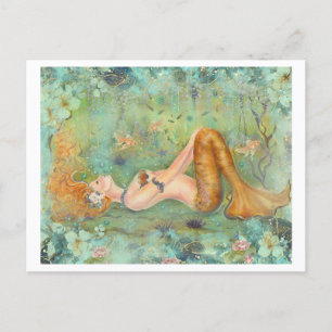 Adrift peaceful mermaid print by Renee Postcard