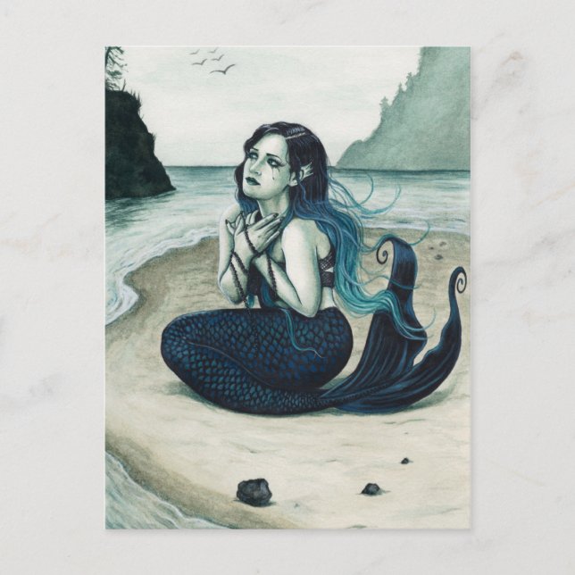 Adrift Sad Mermaid Postcard (Front)