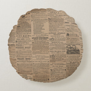Ads of the Past, NY 1856 Round Pillow