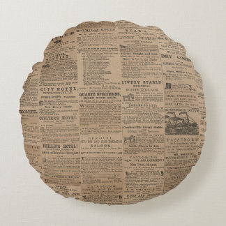 Ads of the Past, NY 1856 Round Pillow