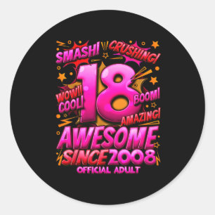 Adult 18 Year Old For Boys 18th Birthday Boy  Classic Round Sticker