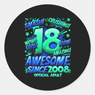 Adult 18 Year Old For Boys 18th Birthday Boy  Classic Round Sticker