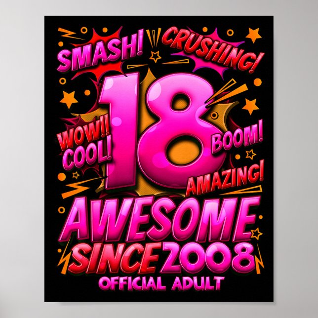 Adult 18 Year Old For Boys 18th Birthday Boy  Poster (Front)
