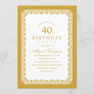 Adult 40th Birthday Party Elegant Simple & Classy Invitation