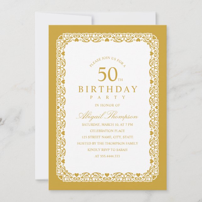 Adult 50th Birthday Party Elegant Simple & Classy Invitation (Front)