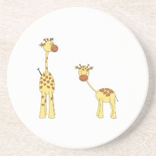 Adult and Baby Giraffe. Cartoon Coaster