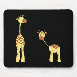 Adult and Baby Giraffe. Cartoon Mouse Mat