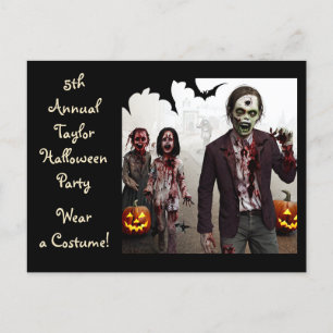 Adult and Children Zombies Halloween Party Invites Postcard