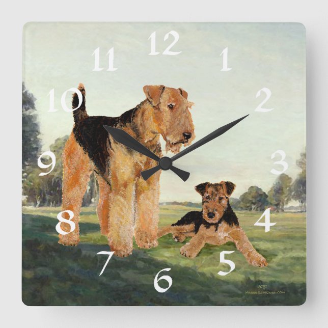 Adult and Pup Square Wall Clock (Front)