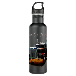 Adult and Youth Semi Truck Keep On Truckn Back Des 710 Ml Water Bottle