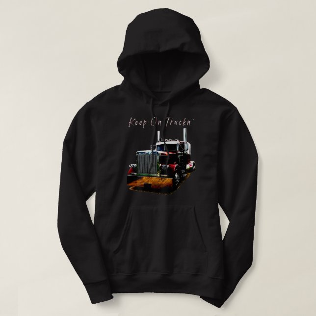 Adult and Youth Semi Truck Keep On Truckn Back Des Hoodie (Design Front)