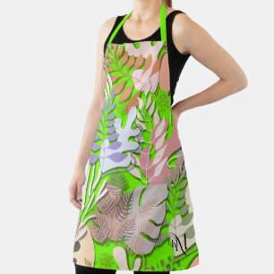 Adult Apron : Abstract Leaves (green)