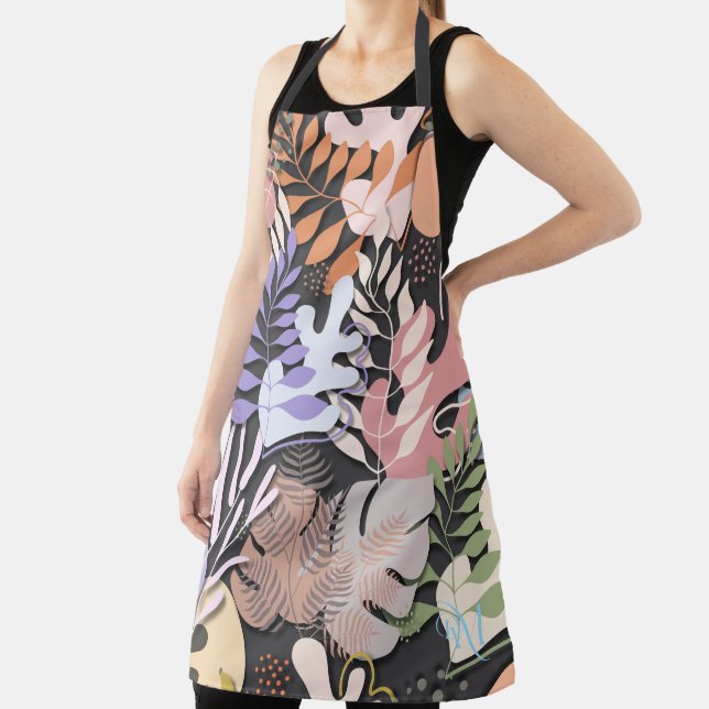 Adult Apron : Abstract Leaves (grey) (Insitu)