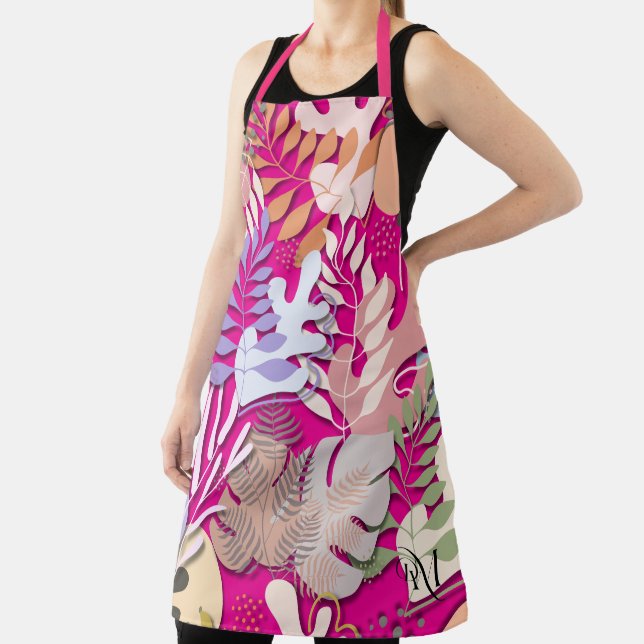 Adult Apron : Abstract Leaves (magenta) (Insitu)