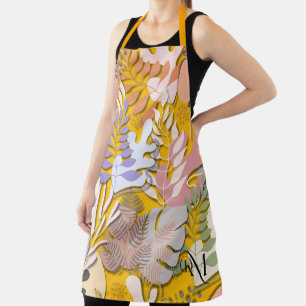 Adult Apron : Abstract Leaves (orange)