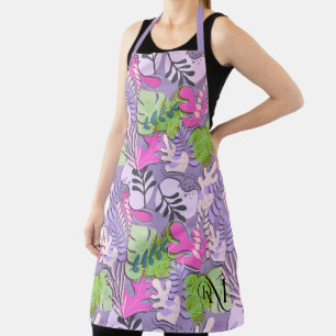 Adult Apron : Abstract Leaves (purple)