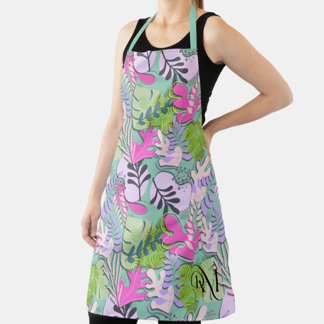 Adult Apron : Abstract Leaves (tosca) (Insitu)