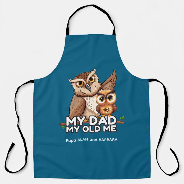 Adult Apron : My Dad My Old Me (blue) (Front)