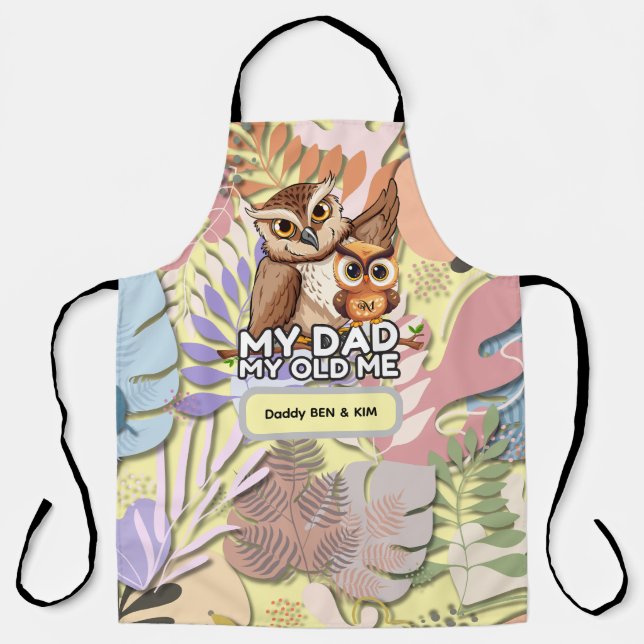 Adult Apron : My Dad My Old Me (leaves) (Front)