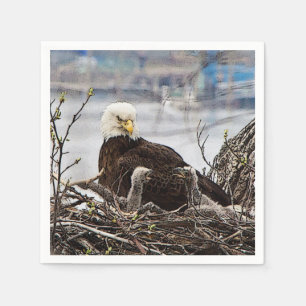 Adult Bald Eagle with eaglets Napkin