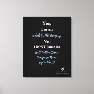Adult Ballet Dancer Lt. Cer./White Text Med. Canvas Print