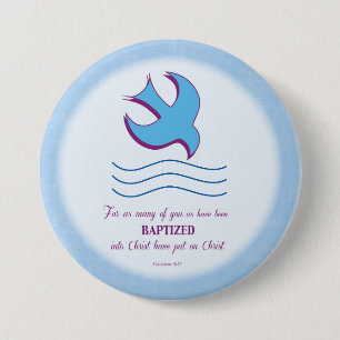 Adult Baptism Dove on Blue 7.5 Cm Round Badge