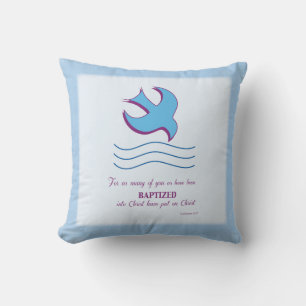Adult Baptism Dove on Blue Cushion
