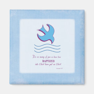 Adult Baptism Dove on Blue Magnet