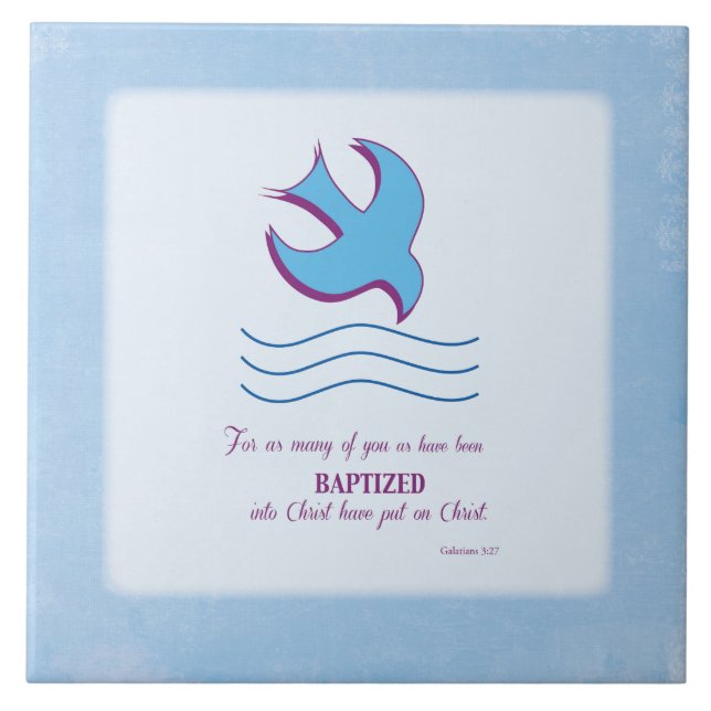 Adult Baptism Dove on Blue Tile (Front)