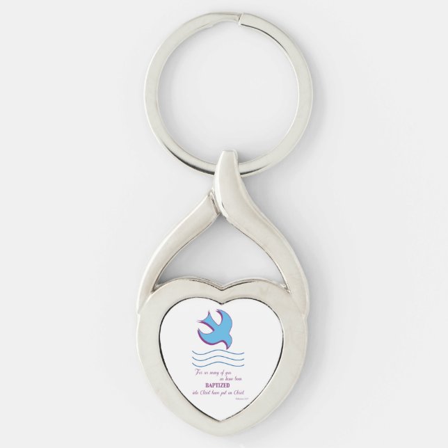 Adult Baptism Dove on Pink Key Ring (Front)