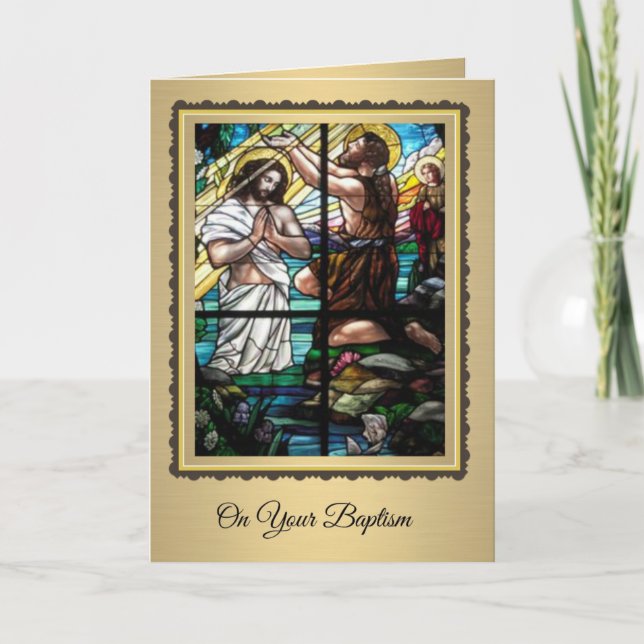 Adult Baptism of Jesus by John the Baptist Card (Front)