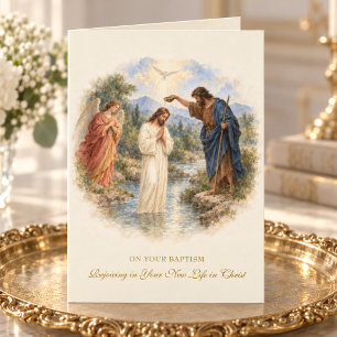 Adult Baptism of Jesus CatholicWatercolor Baptism Card