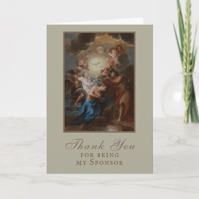 Adult Baptism Sponsor Godparent Thank You Card (Front)