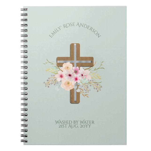 Adult Baptism Washed by Water Personalised Notebook (Front)