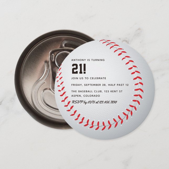 Adult Baseball Birthday Themed Party Invitation (Front/Back)
