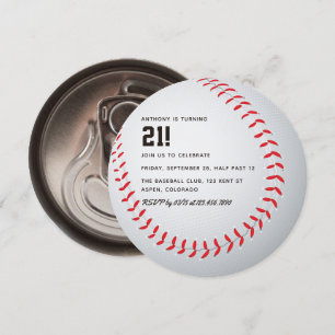 Adult Baseball Birthday Themed Party Invitation