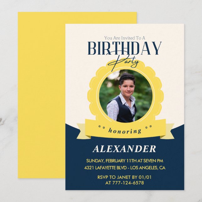 Adult birthday 16th birthday invitation Modern (Front/Back)