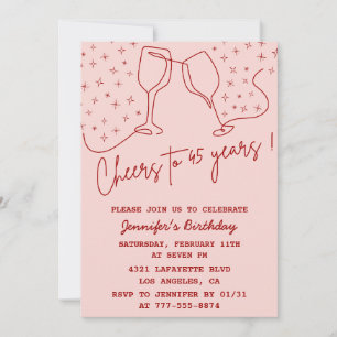 Adult birthday 45th birthday invitation Cheers
