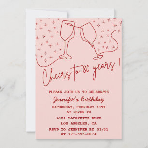 Adult birthday 80th birthday invitation her Cheers