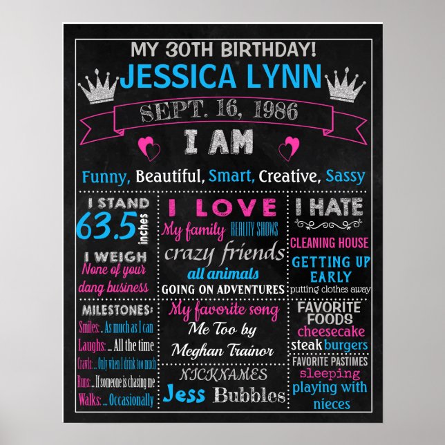 Adult birthday cake smash party chalkboard sign (Front)