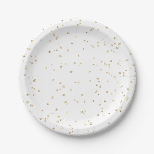 Adult Birthday Gold Glitter Paper Plate (Front)