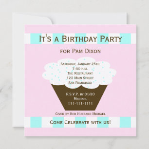 Adult Birthday Party Cupcake for Women Invitation