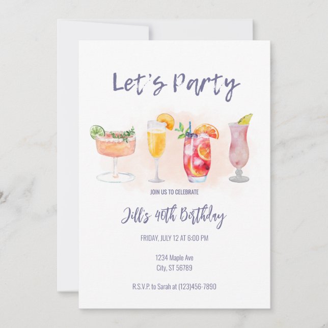 Adult Birthday Party Invitation (Front)