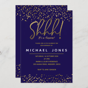 Adult birthday party invitation navy blue