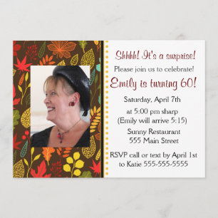 Adult Birthday Party Photo Invitation Fall Leaves